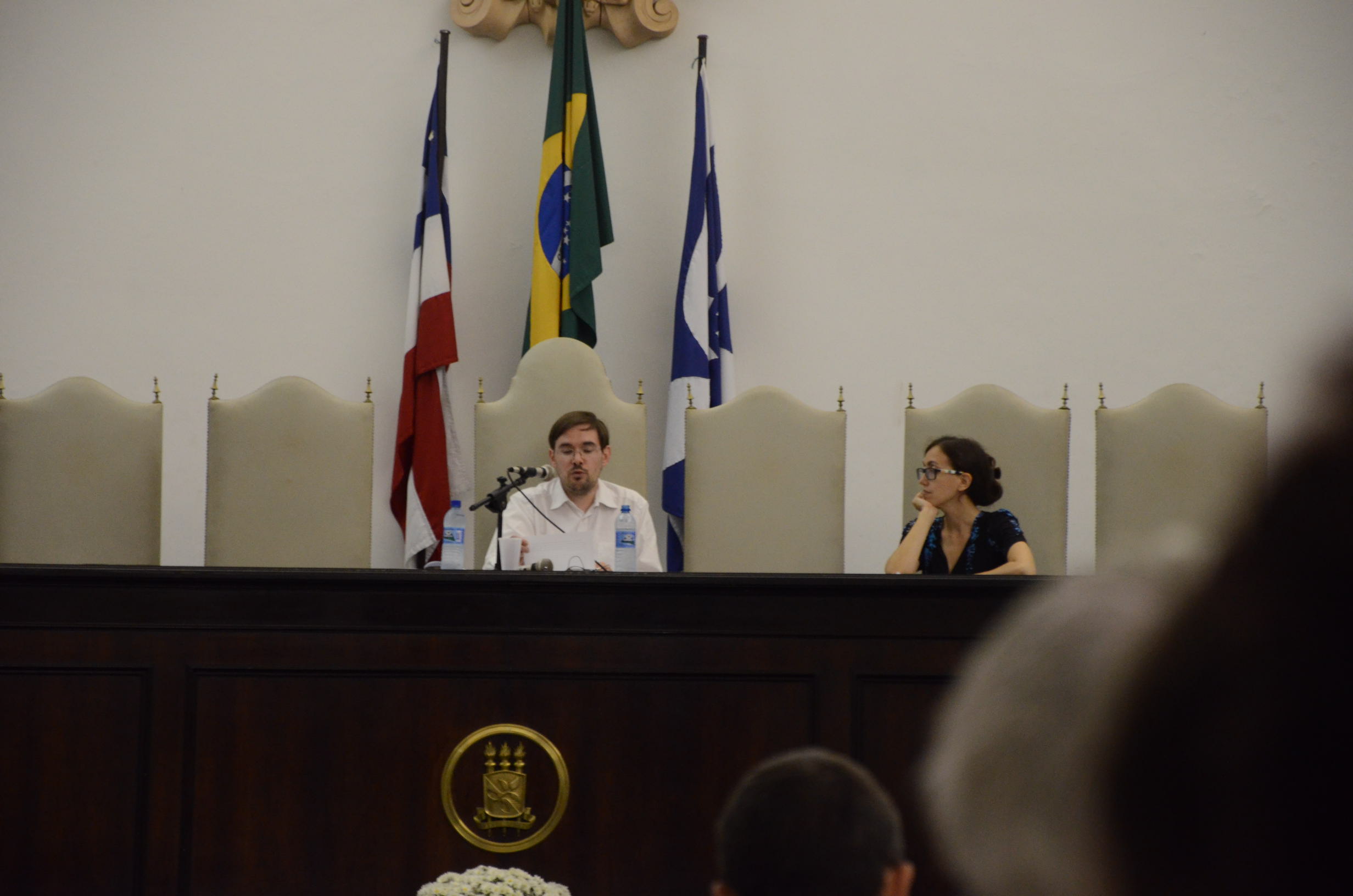 Professor Fraçois Soyer durante coferência que O II Simpósio Internacional de Estudos Inquisitoriais: religião e poder, que se realiza na Faculdade de Filosofia e Ciências Humanas, em São Lázaro da Universidade Federal da Bahia (UFBa), entre os dias 3 e 6 de setembro de 2013